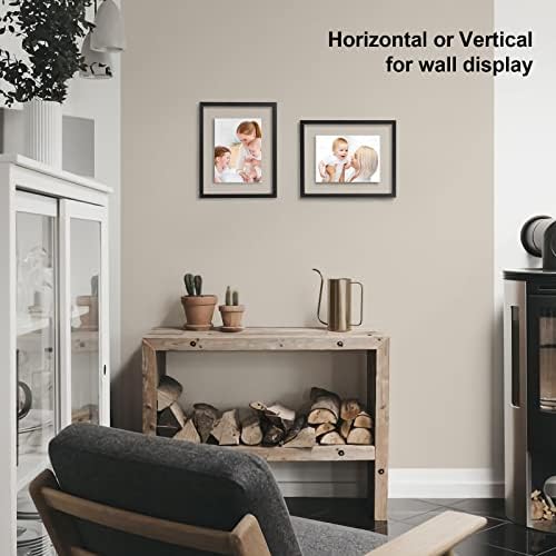 Egofine 8x10 Floating Frames Set of 2, Double Plexiglass Picture Frame, Made of Solid Wood Display Any Size Photo up to 8x10, Wall Mount or Tabletop Standing, Faded Black - Image 6