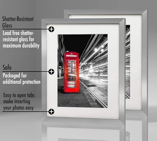 Americanflat 11x14 Picture Frame 2-Pack - Matted to 8x10 - Silver - Image 5