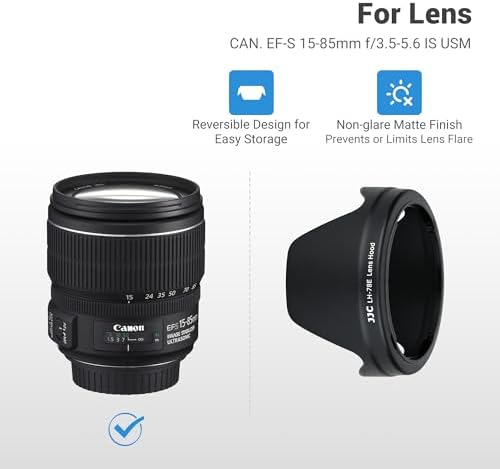 EW-78E Reversible Lens Hood Shade Protector for Canon EF-S 15-85mm f/3.5-5.6 IS USM LENS, Replaces Canon EW-78E Lens Hood - Image 2