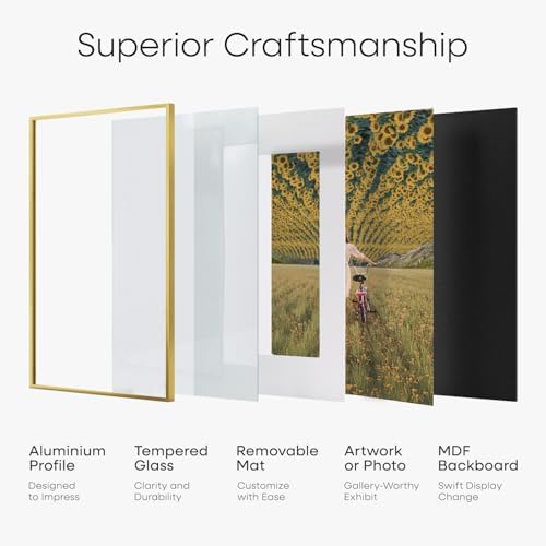Homeforia 16x20 Gold Diploma Frame, High-End Metal, 14x17 Mat, Glass - Image 4