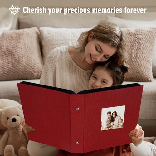 Artmag Fabric Photo Album 4x6 600 Large Capacity for Family Wedding Anniversary Linen Album Holds 600 Horizontal and Vertical Photos (600 Pockets, Red) - Image 5