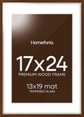 Homeforia 17x24 Brown Oak Picture Frame, High-End Wood, 13x19 Mat, Glass by Homeforia