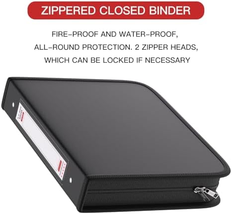 Fireproof 3 Ring Binder with Zipper, 2.5" D Rings Holds 650 Sheets - Image 4