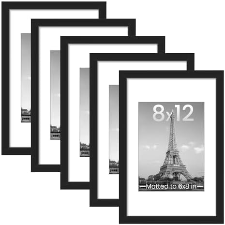 upsimples 8x12 Picture Frame, Gallery Wall Frames Set of 5, Black by upsimples