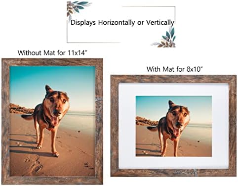 Califortree Rustic Brown 11x14 Picture Frame - Display Photos 8x10 with Mat or 11x14 Without Mat - Real Glass Inside - Set of 2 - Image 3