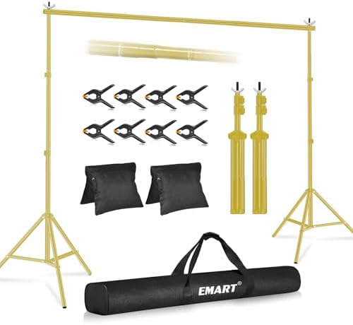 EMART Backdrop Stand 10x8.5FT Adjustable Back Drop Stand for Party -Gold by EMART