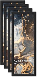 Fxojyvo 5x14 Picture Frame Set of 4 Black Engineered Wood Wall Hanging by Fxojyvo