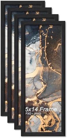 Fxojyvo 5x14 Picture Frame Set of 4 Black Engineered Wood Wall Hanging by Fxojyvo