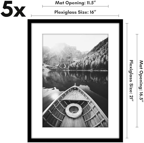 Americanflat 16x21 Poster Frame 5-Pack - Matted to 12x17 - Black - Image 2