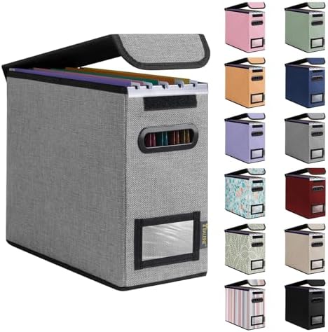 BALEINE File Organizer Box with Lid, Collapsible Hanging File Storage Box by BALEINE