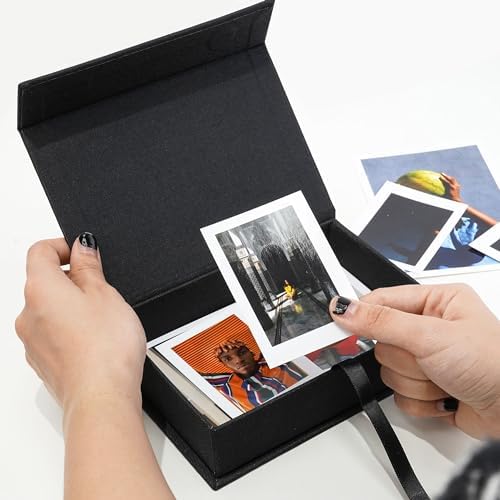 Vienrose Small Photo Storage Box, 5"x7", Linen Postcard Keeper, Black - Image 5