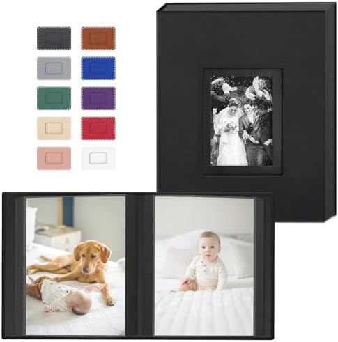 Popotop 4x6 Photo Album Holds 100 Pictures, Vegan Leather Hardcover by Popotop