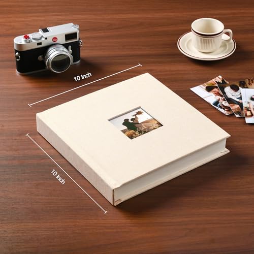 Pssoss 8x8 Inch DIY Scrapbook Album, Linen Hardcover, 40 Pages, Beige - Image 2