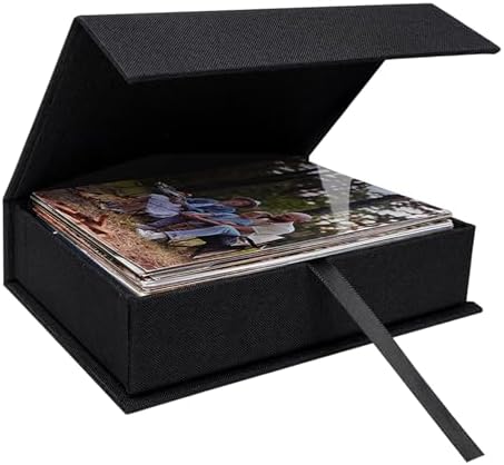 4x6 Photo Storage Box, Premium Linen Memory Box for Photos, Pictures, Certificates, Scrapbooking Supplies & Jewelry - Portable, Stackable Organizer for Home, Crafters & Collectors by CHERRICH
