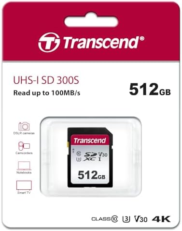 Transcend 512GB SDC300S SD UHS-I SDXC Memory Card, 100MB/s, U3, V30, C10 - Image 2