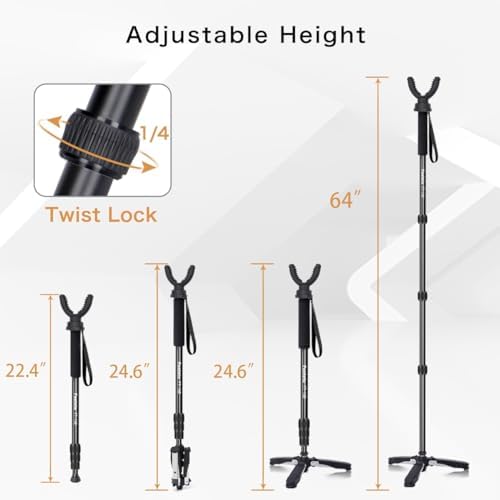 24"-64" Shooting Stick Monopod Hunting Tripod with 360° U Yoke Rest - Image 4