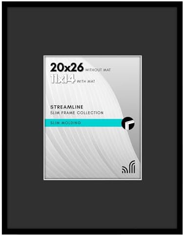 Americanflat 20x26 Poster Frame - Matted to 11x14 - Slim Molding - Black by Americanflat