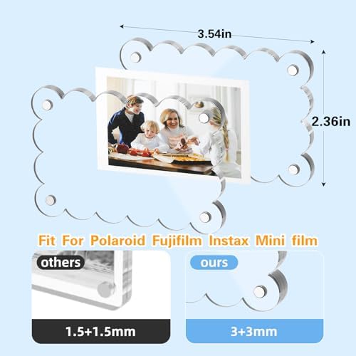 15 Pack 2.36 x 3.54 Inch Acrylic Fridge Magnetic Frame Scalloped, Double Sided Polaroid Frame, Refrigerator Magnet Picture Frame for Fujifilm Instax Mini - Image 2