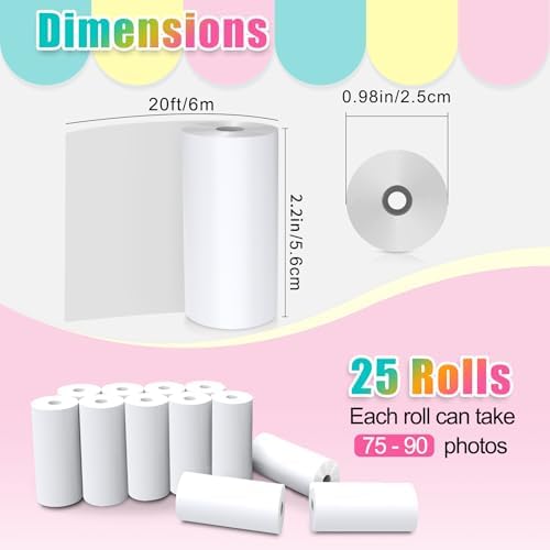 25 Rolls Instant Print Camera for Kids Refill Print Paper - Thermal Print Paper Rolls Photo Print HD Printing for Most Kids Instant Camera(White) - Image 2