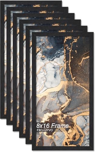 Fxojyvo 8x16 Picture Frame Set of 6 Black Engineered Wood Wall Hanging by Fxojyvo