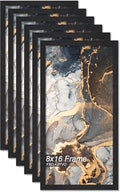 Fxojyvo 8x16 Picture Frame Set of 6 Black Engineered Wood Wall Hanging by Fxojyvo
