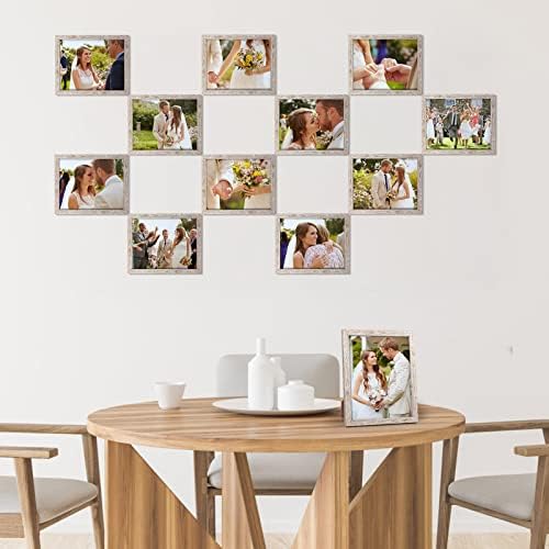 Giftgarden 8x10 Picture Frame Distressed Beige White Set of 12, Multi Rustic Wood Grain 8 by 10 Photo Frames Bulk for Wall or Tabletop Display - Image 4