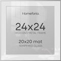 Homeforia 24x24 Silver Picture Frame, High-End Metal, 20x20 Mat, Glass by Homeforia
