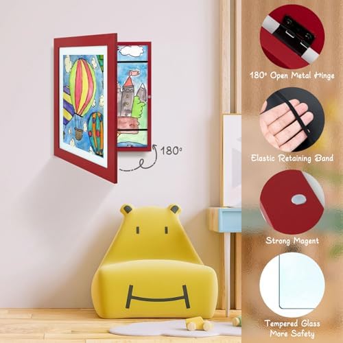 2 Pack 10x12.5 Front-Opening Kids Artwork Frames Changeable (Red) - Image 7