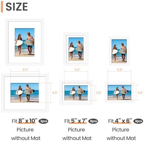 upsimples Picture Frames set of 19, Including 8x10, 5x7, 4x6 White Frame - Image 2