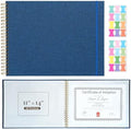 Vienrose Large Scrapbook Album 15.8 x 11.8 Inch, Linen Cover Photo Album with 40 Plastic Sleeves, Spiral Bound DIY Scrapbook for Photos, Kids Artwork, Certificates, Wedding Baby Travel, Dark Blue by Vienrose