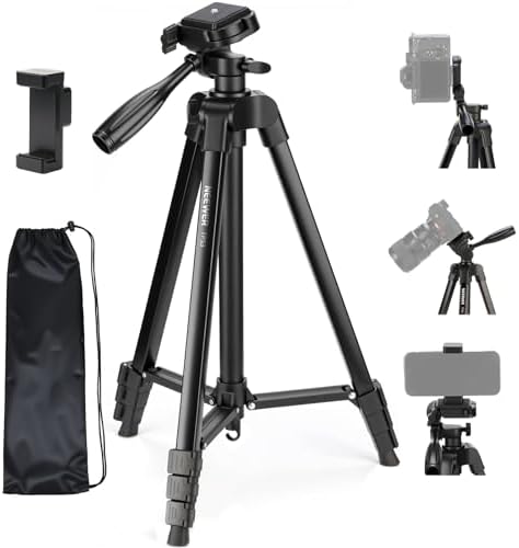 NEEWER Entry Level Version Tripod for Cell Phone & Camera, Metal Lightweight Portable Travel Stand with Cold Shoe Cellphone Holder Mount Compatible with iPhone for Video Recording Filming, TP53 by Neewer