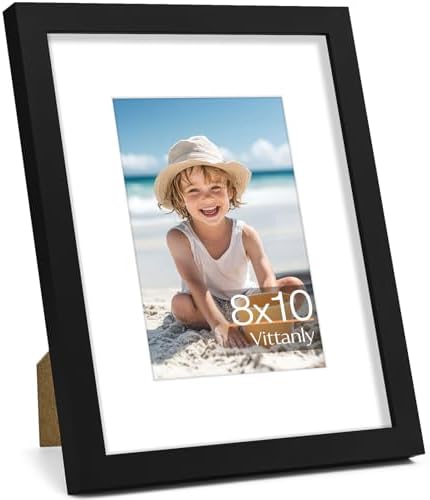 Vittanly 8x10 Picture Frame Made of Solid Wood for Wall or Tabletop, Black by Vittanly