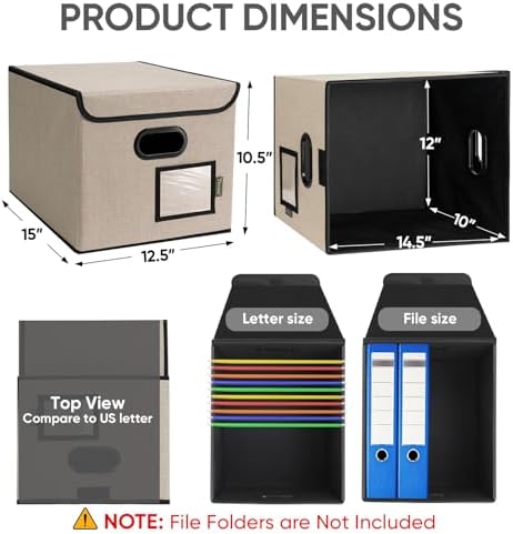 BALEINE File Organizer Box with Lid, Collapsible Hanging File Storage Box - Image 2