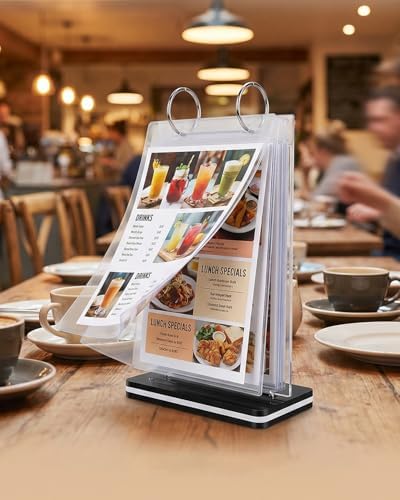 6-Page Flip Menu Holder, Acrylic Tabletop Sign Stand - Image 7