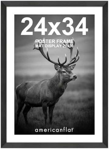 Americanflat 24x34 Poster Frame - Matted to 20x30 - Engineered Wood - Black by Americanflat