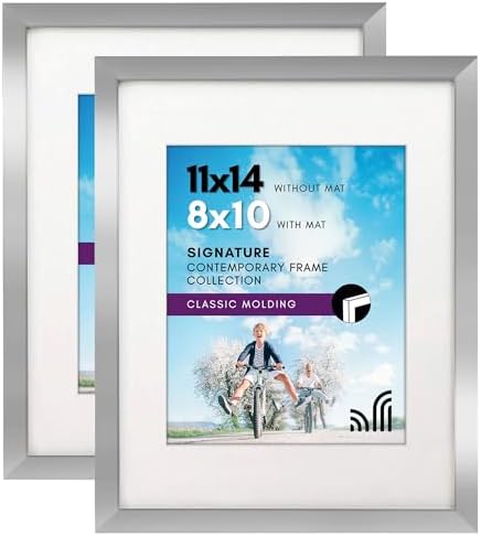 Americanflat 11x14 Picture Frame 2-Pack - Matted to 8x10 - Silver by Americanflat