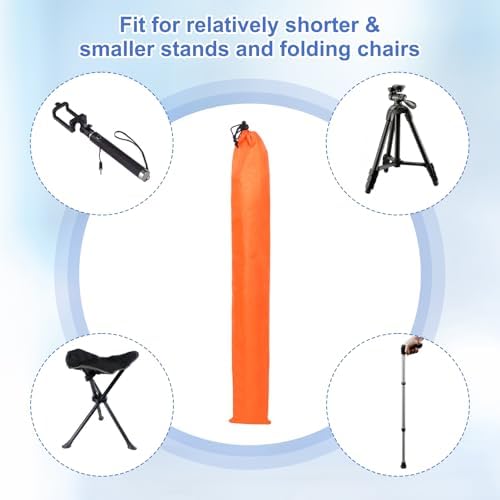 31.5 x 5 Inch Tripod Monopod Case Bag, Oxford Cloth Foldable Tripod Carrying Case Bag with Drawstring, Fits Speaker/Light Stand/Studio/Outdoor/Travel/Camping, Orange - Image 5