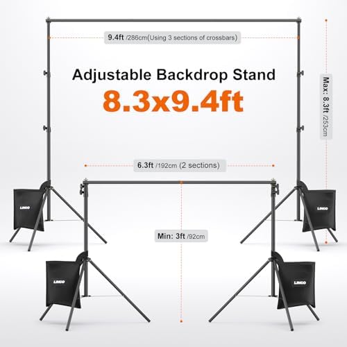 LINCO Lincostore Backdrop Stand Kit 9.4x8.3ft(WXH) for Party Photography - Image 3