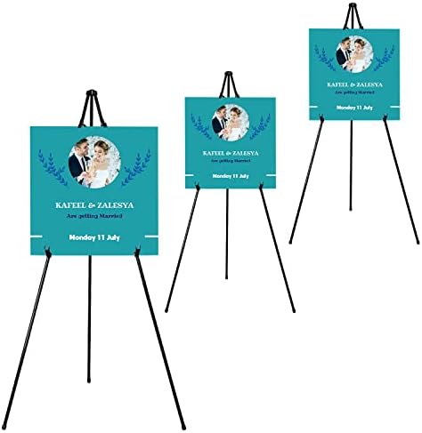JIUYE 63" Instant Easels Stand for Wedding Sign & Posters,Adjustable Metal Easels for Display Painting Canvas,Folding Tripod with Portable Bag by JoyYeux,Black 3Pack by JIUYE