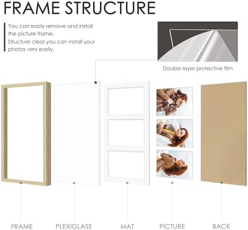 DUENPY 8x16 Collage Frame For 3 5x7 Photos Wood Color - Image 3