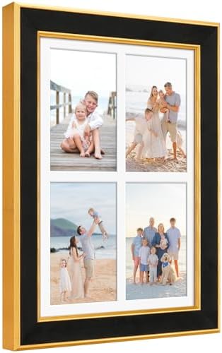Suede 9x13 Picture Frame Display 4 Opening Picture Frames Collage 4x6 Wall Decor with Mat,Multi Photo Frame for Plexiglass,Wall Decor,1Pack,Black by AnoziebyProductsunder