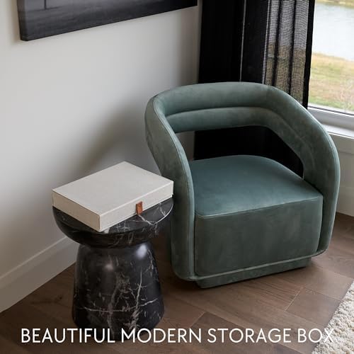 ZICOTO Decorative Photo Storage Box with Lid - Beautiful Linen Organizer - Image 2
