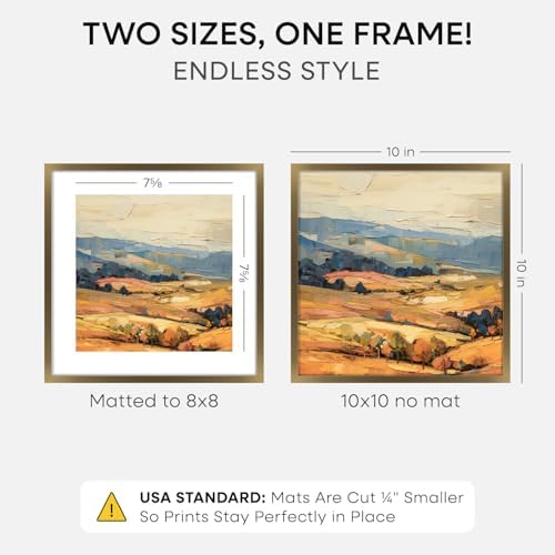 Homeforia 10x10 Bronze Picture Frame, High-End Metal, 8x8 Mat, Glass - Image 2