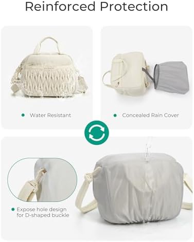 BAGSMART Camera Sling Bag, Portable Small Camera Bags for Photographers with Tripod Holder, Waterproof DSLR/SLR/Cute Camera Case for Women with Rain Cover, Compatible with Sony Canon Nikon, Beige - Image 5