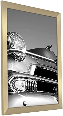 Americanflat 18x24 Poster Frame - Gold Engineered Wood with Polished Plexiglass - Wide Picture Frame for Vertical or Horizontal Wall Display - Epic Collection - Gold | Polished plexiglass front, hangs vertical or horizontal, sawtooth hangers included, ... - Image 6