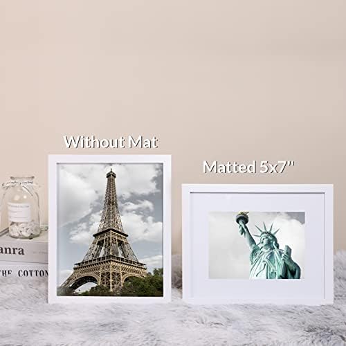 8x10 Picture Frame Set of 6, Display Pictures 5x7 with Mat or 8x10 Without Mat for Tabletop Display and Wall Mounting, White - Image 2