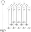 Radezon 12 Pack Silver Table Number Holders, 10inch Weighted Base Place Card Holders for Outdoor Wedding, Windproof Sturdy Metal Photo Stands for Reception Tables, Parties & Events by Radezon
