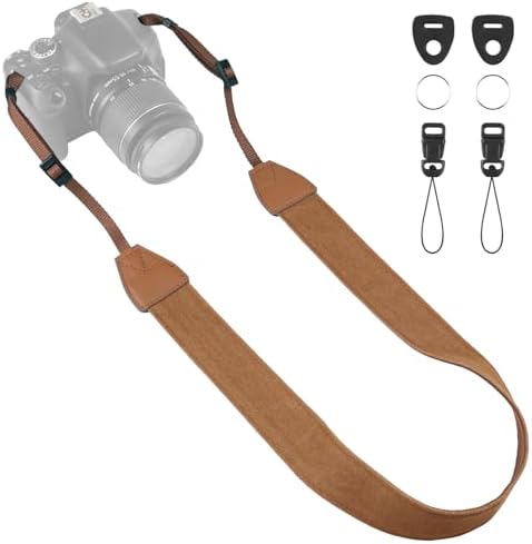 Universal Camera Strap - Camera Neck Strap, Adjustable Shoulder Straps Compatible with Canon, Fujifilm, Nikon, Olympus, Panasonic and other SLR and mirrorless cameras - Brown by OIAWH