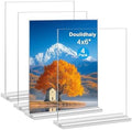 Acrylic Picture Frame 4x6 inches, 4 Pack Clear Plastic Picture Frames Holder Standing,Double Sided Picture Desktop Display for Photo Home Office -Vertical by Douildhaiy