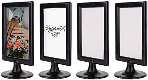 ALBEN Double Sided Standing Picture Frames - (Black, 4 count) 4x6 Inch Pedestal Photo Frame with Inserts and Base - 2 Sided Frame for Vertical Display by Alben
